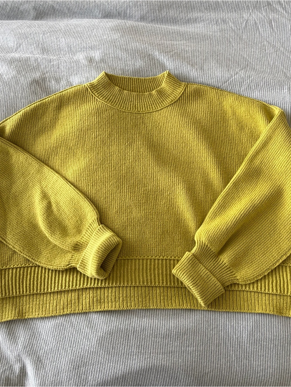 Free People Easy Street Green Knit Crewneck Sweater